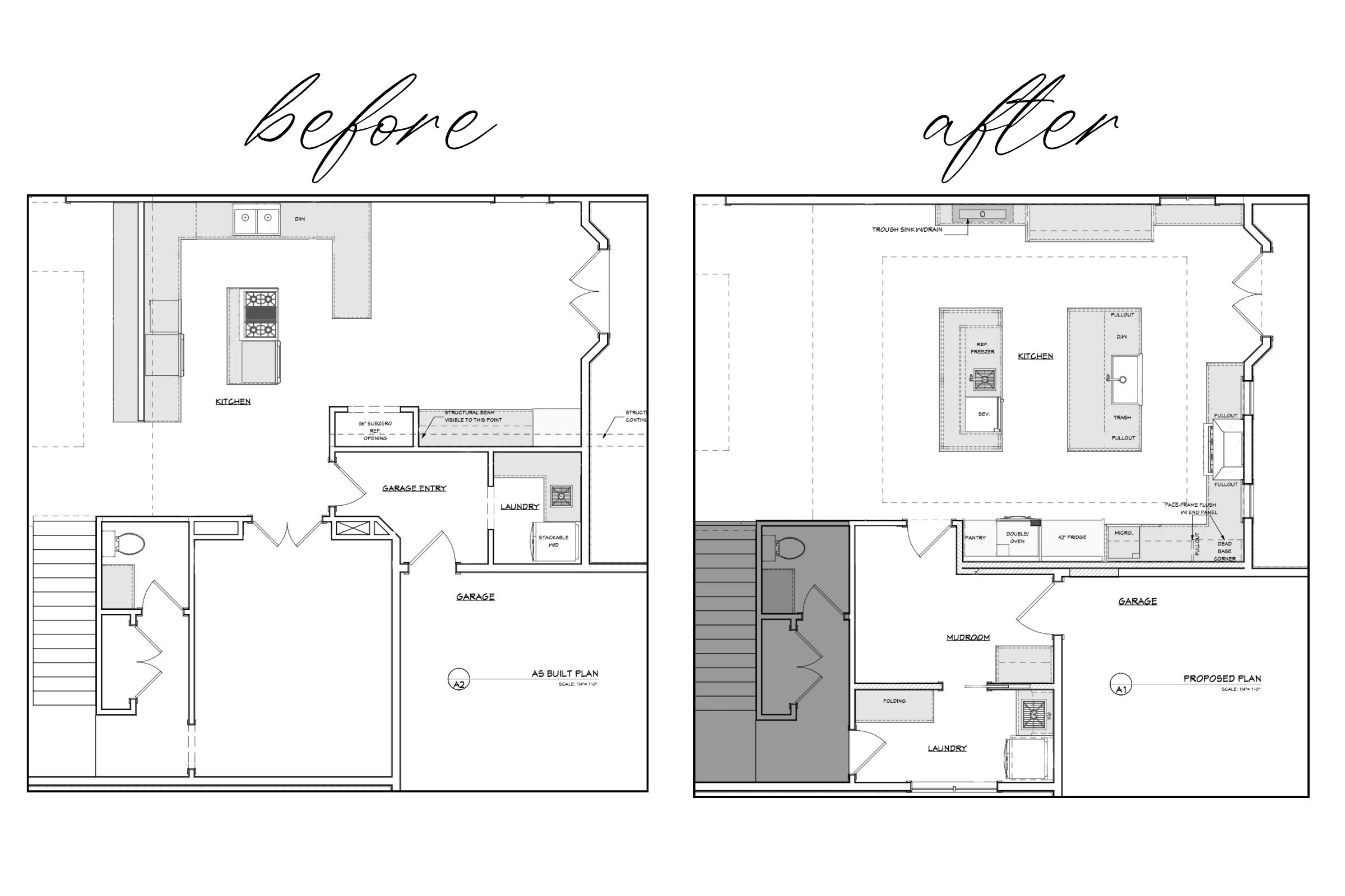 before and after floor plans