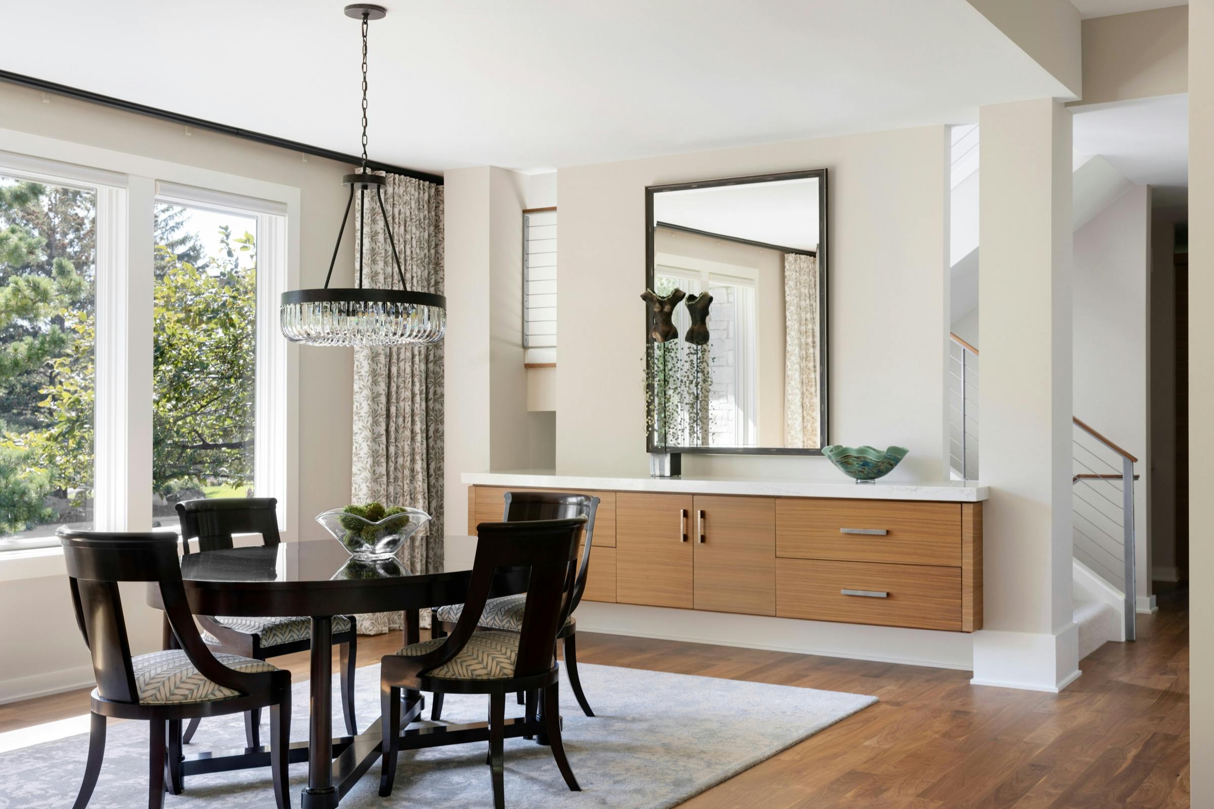 craftsman-style dining room with built-in