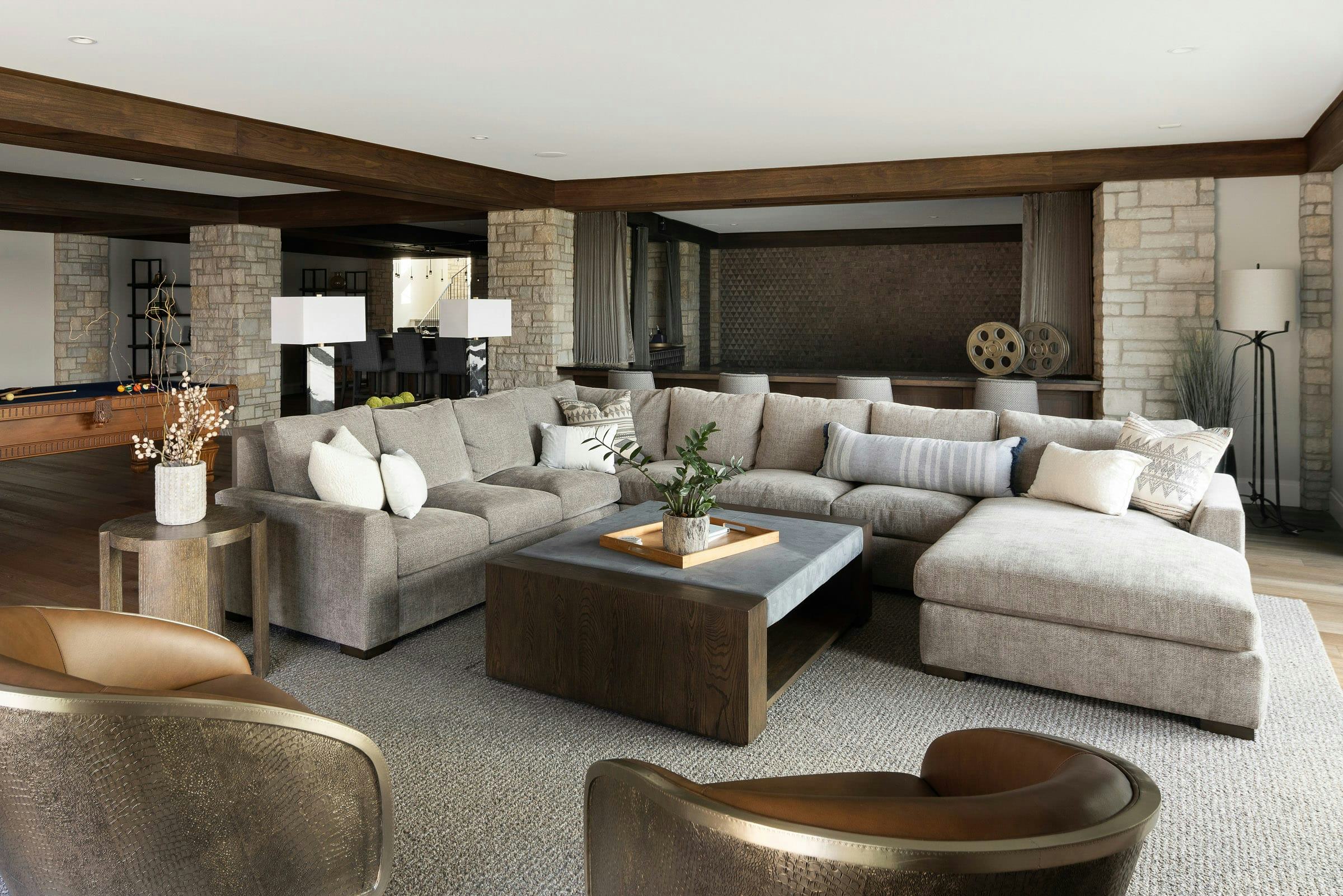 neutral family room with large sectional