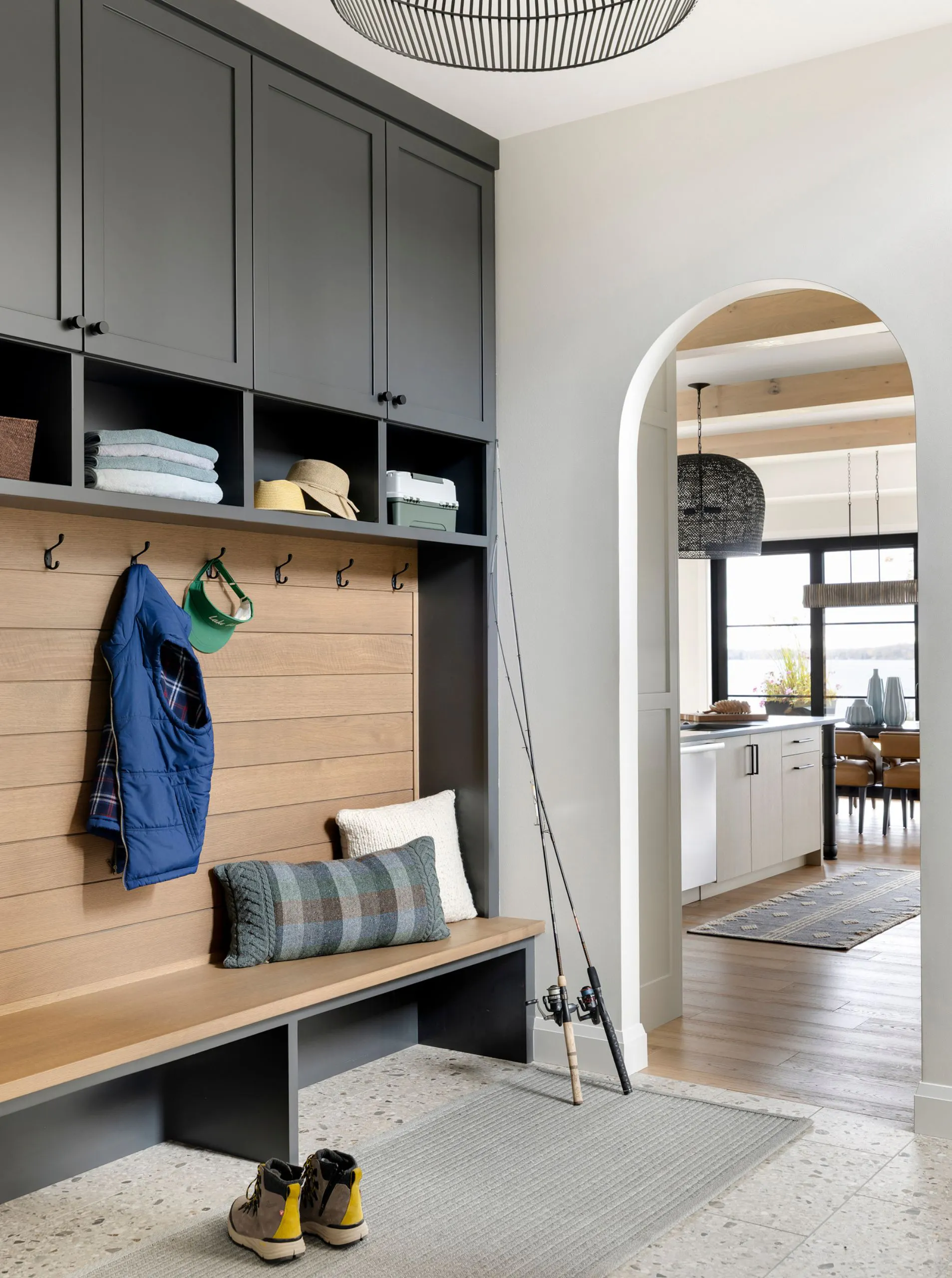 Custom mudroom with built-in storage and bench