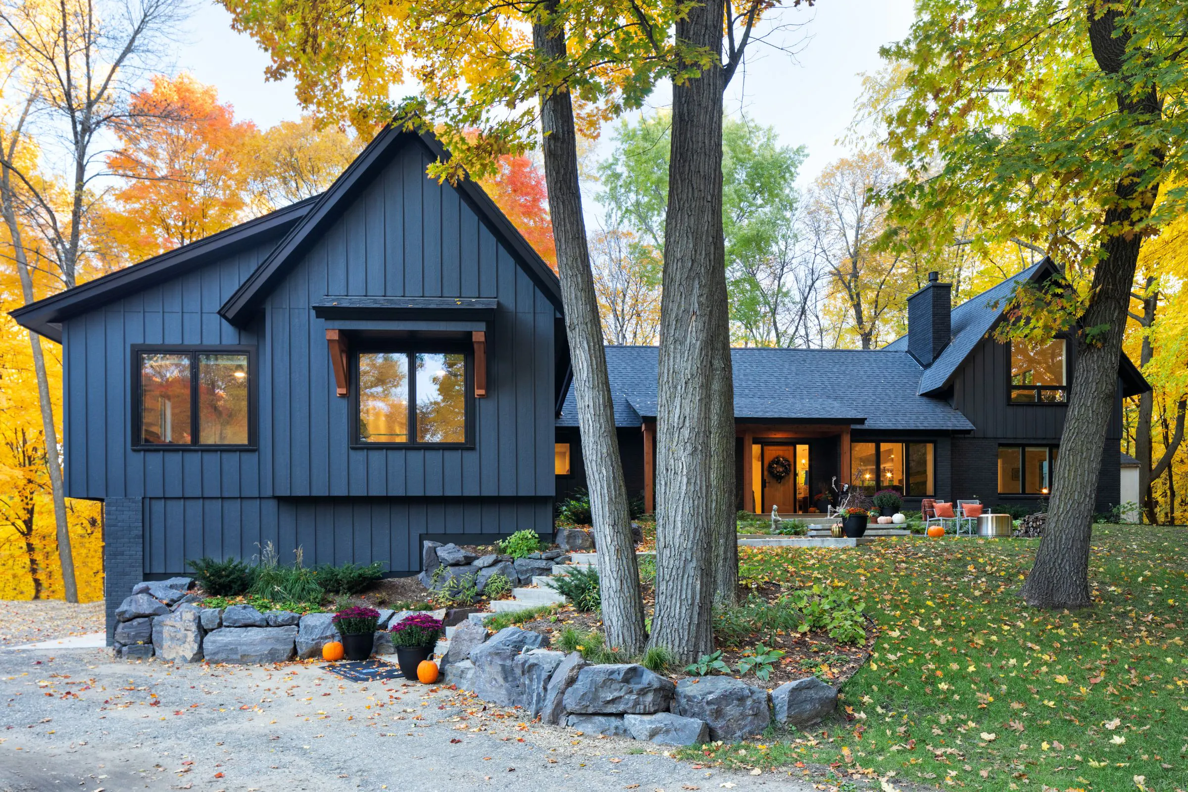 Modern Black Exterior Home Near Lake Minnetonka