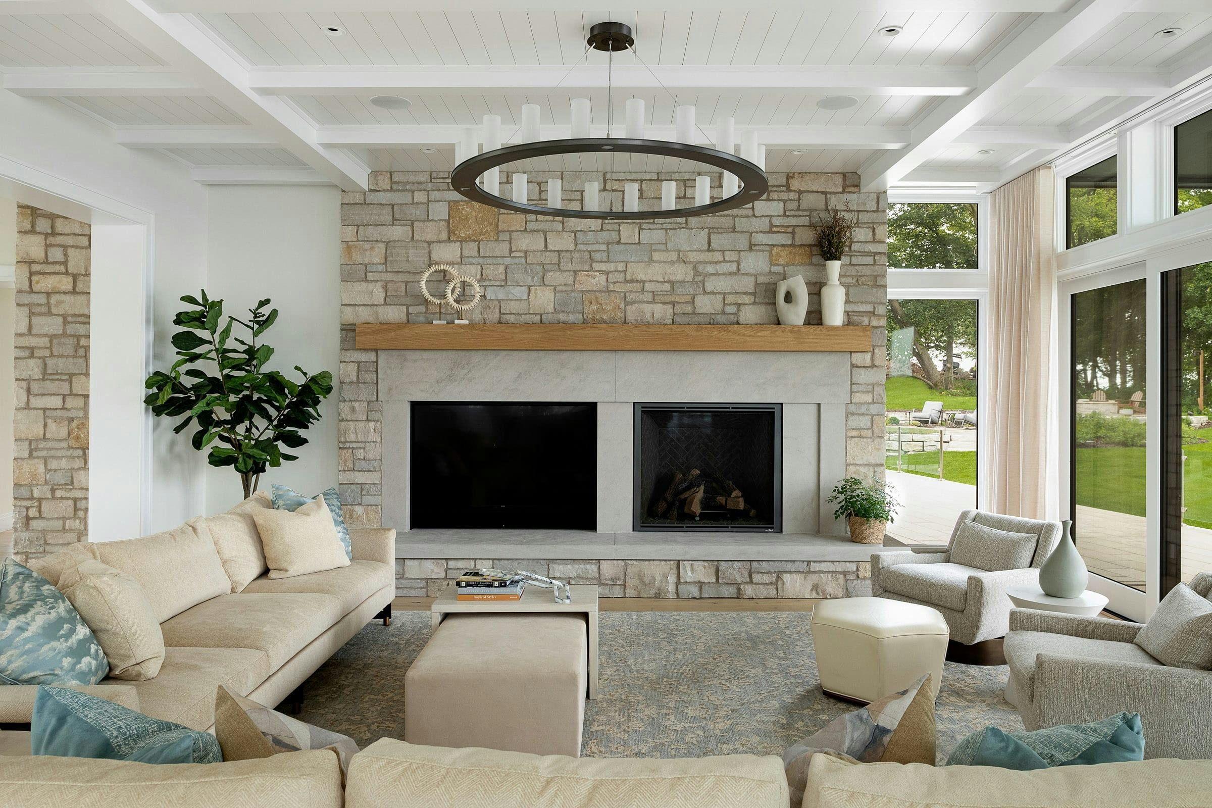 neutral white and stone living room