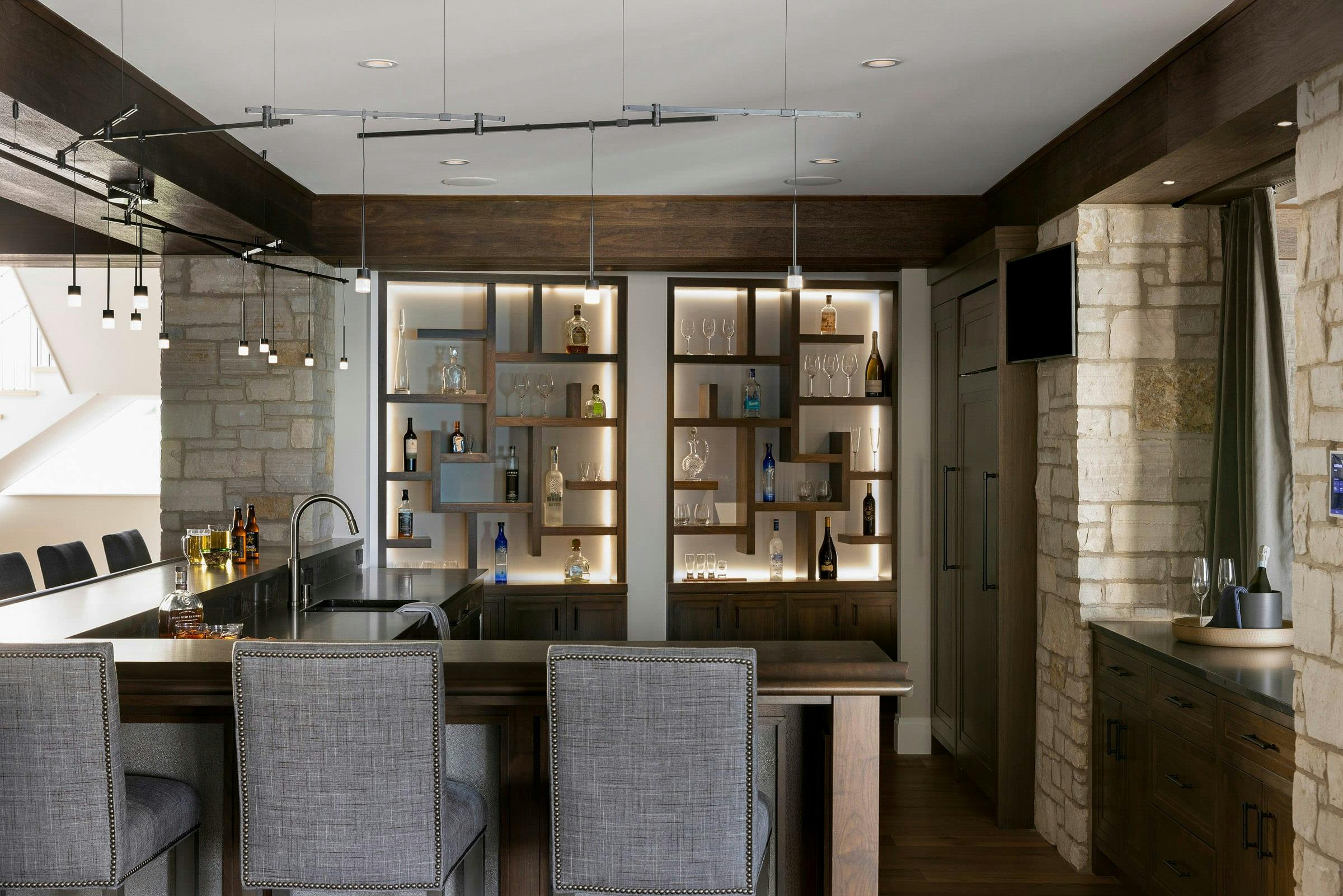 bar with lit display shelf