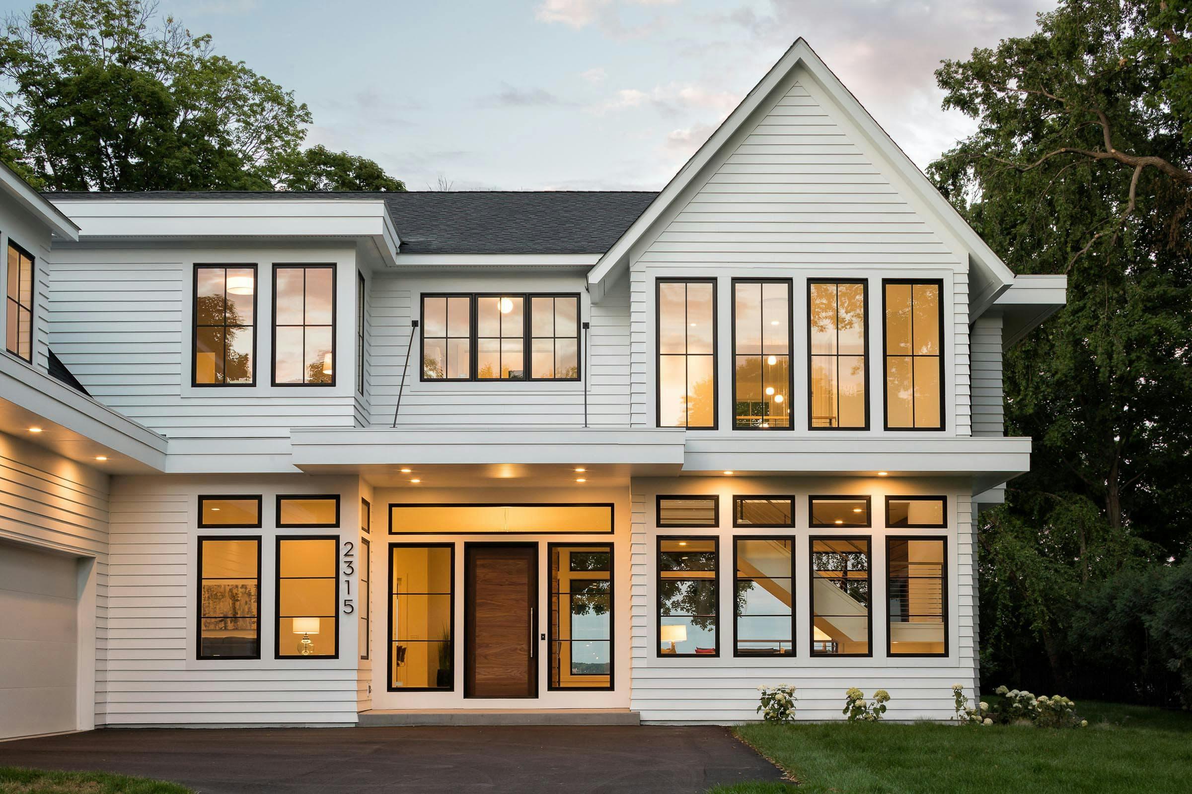 white and black modern home exterior