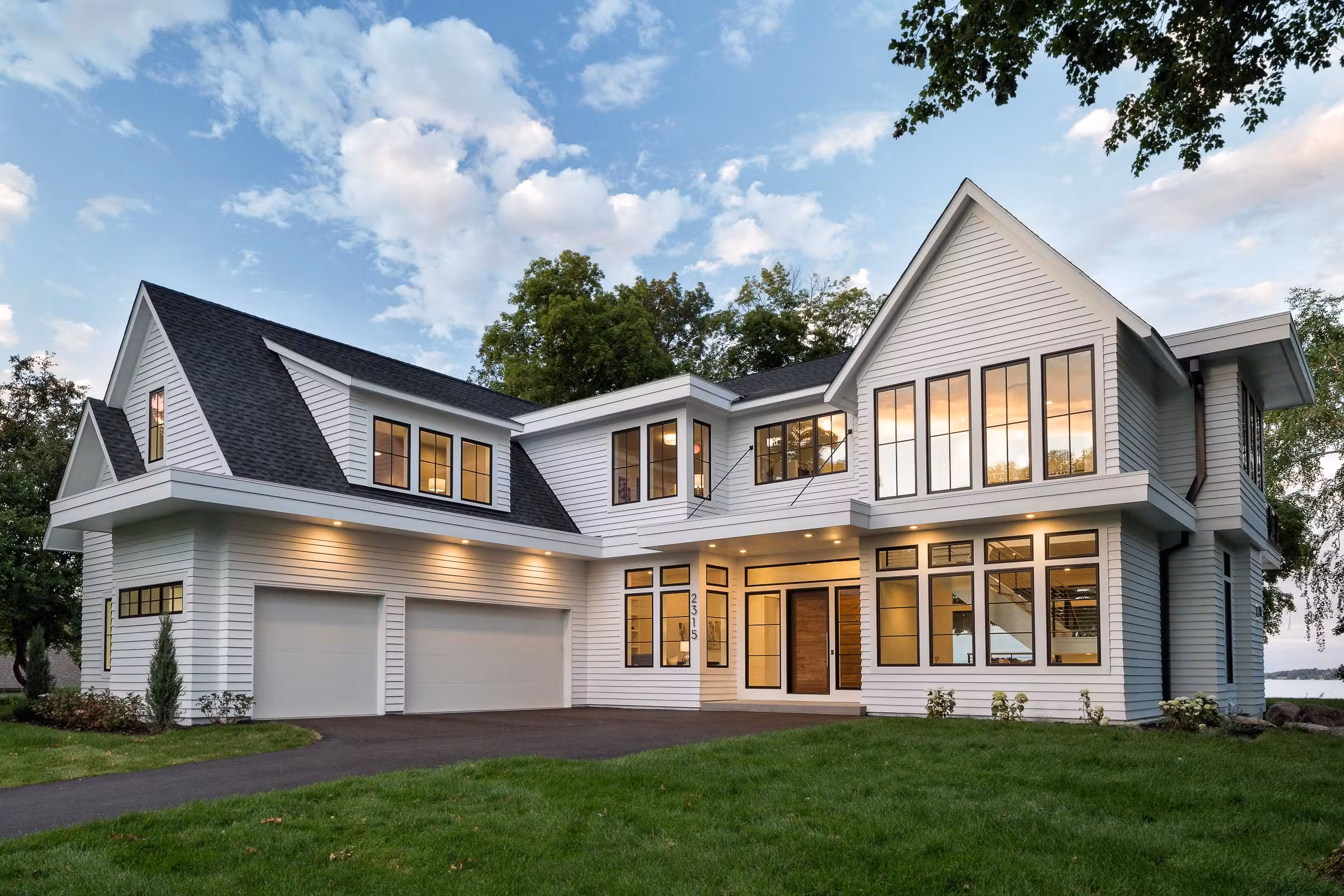 white and black modern home exterior