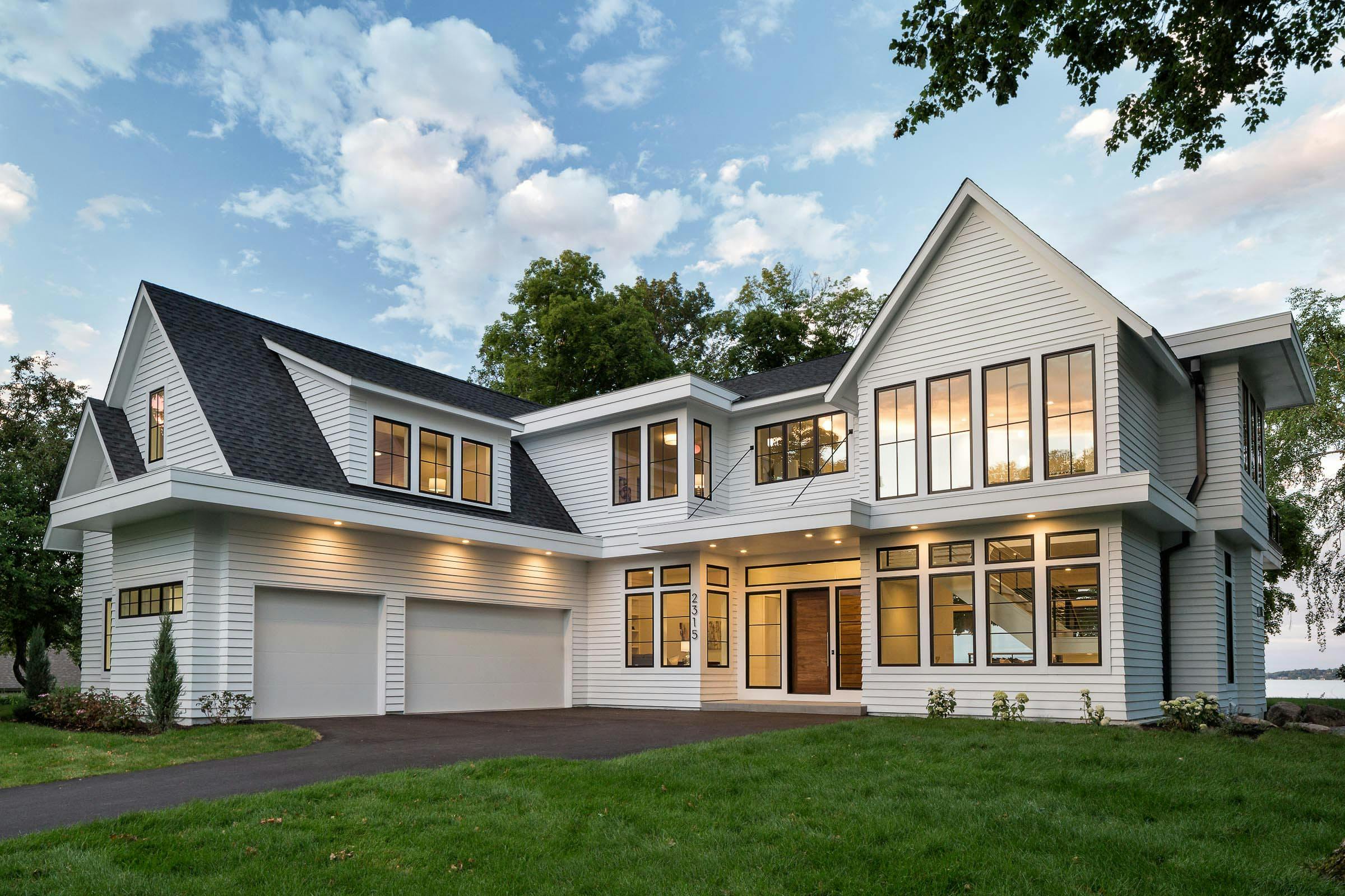 white and black modern home exterior