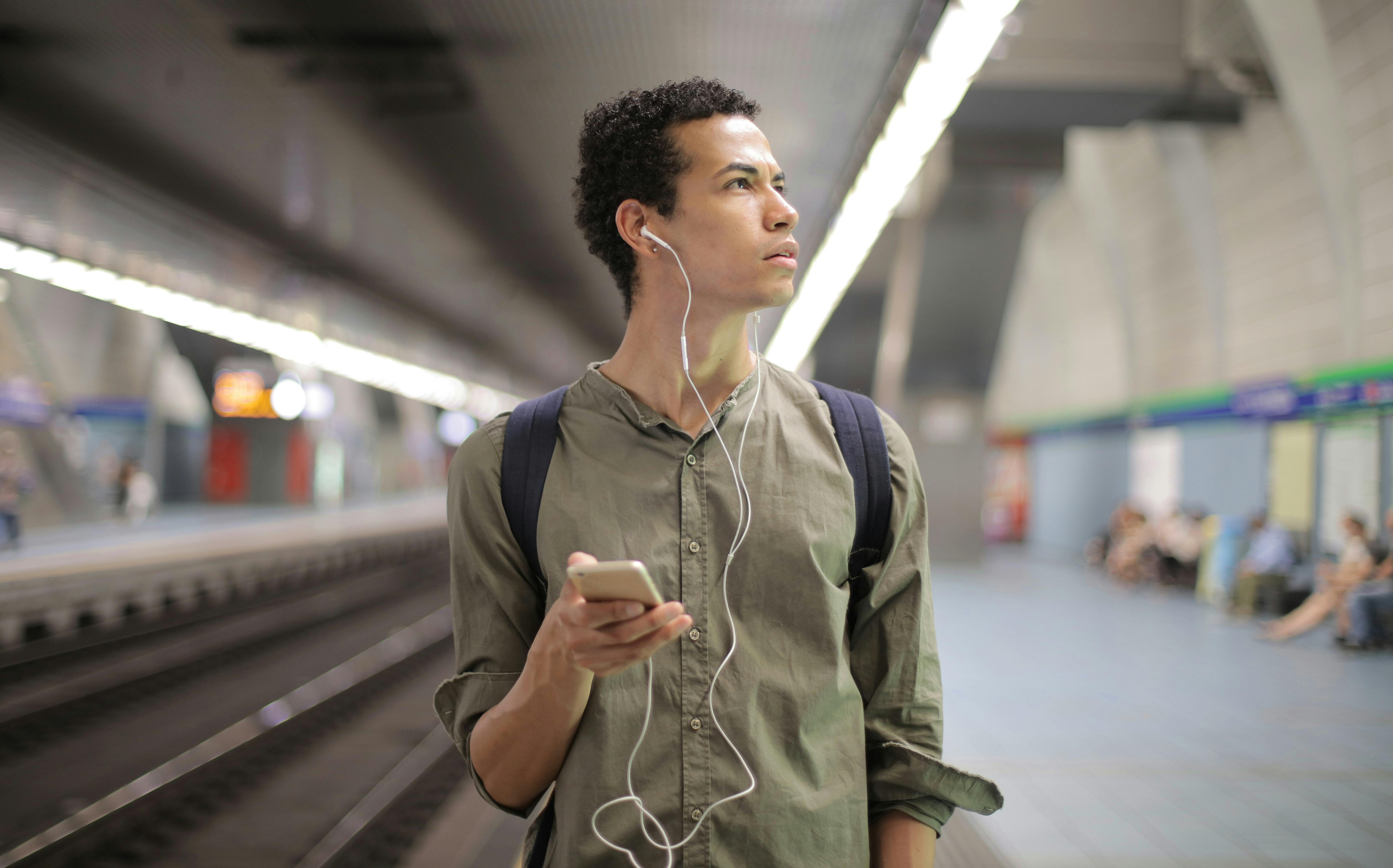 A man listening to music