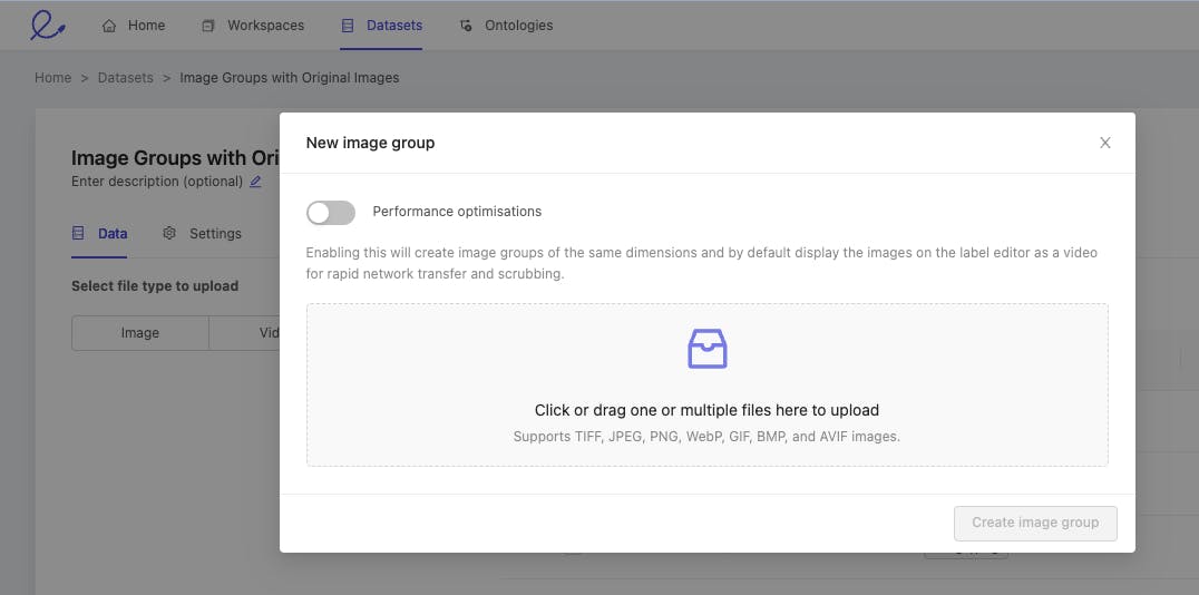 Image group support in Encord platform.