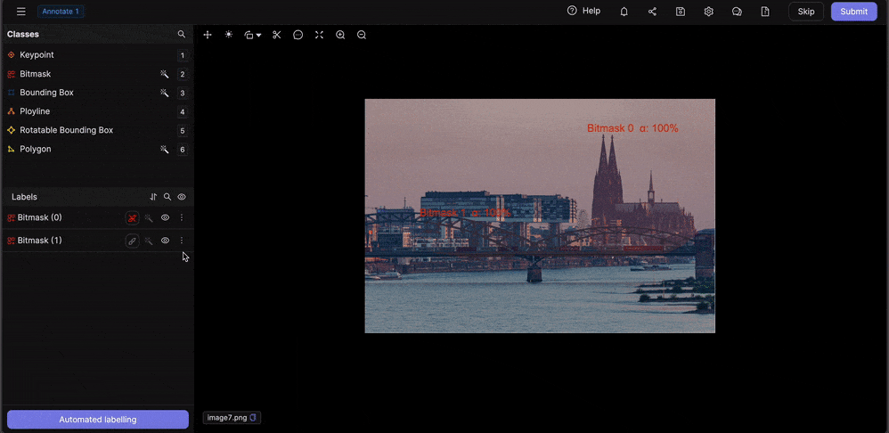 Click on the object you wish to segment in your image within the Encord Annotate Label Editor. SAM will automatically generate a precise bitmask for the object.
