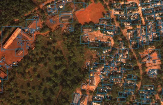 Example of small object detection in aerial imagery.