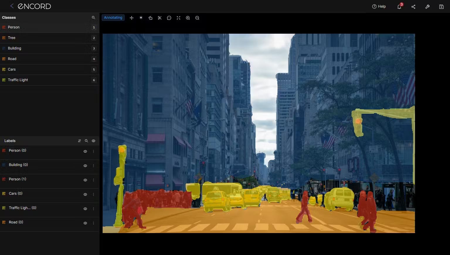 semantic segmentation in encord image annotation tool