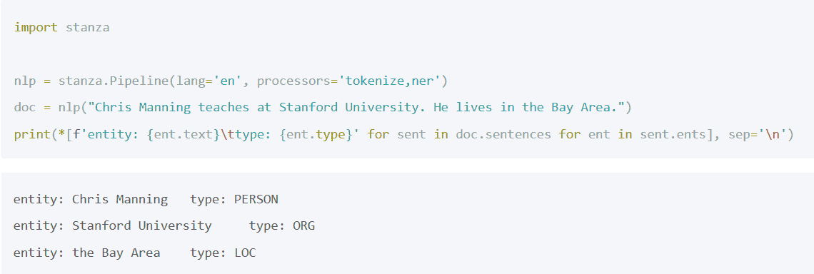 Stanza NER example