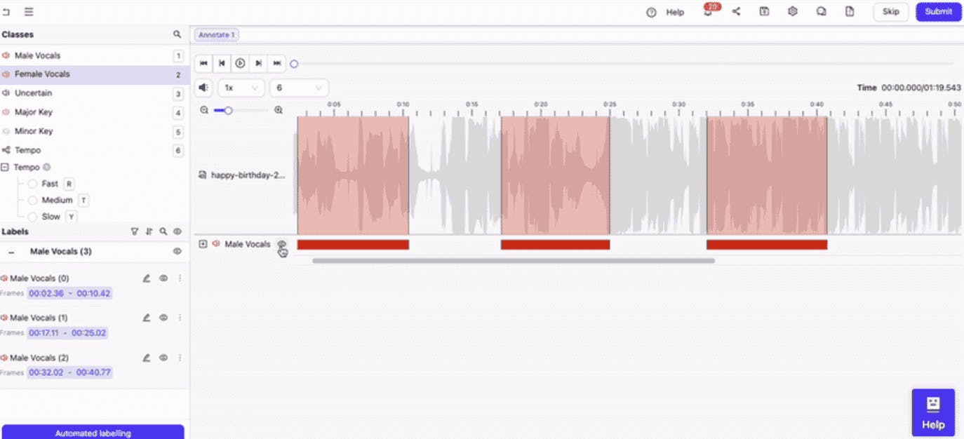 audio annotation in Encord platform