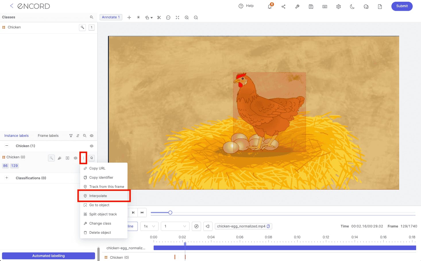 interpolation in Encord platform