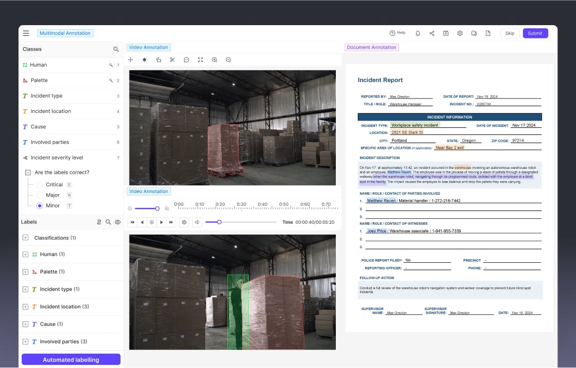 Combine visual, audial, and text data for improved environment and hazard understanding 