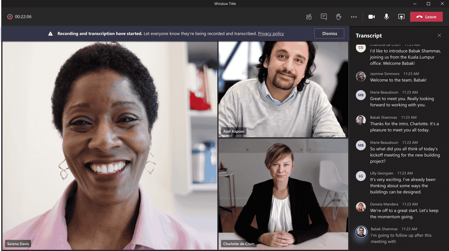 MS Teams Microsoft Teams Transcription and Captioning screenshot