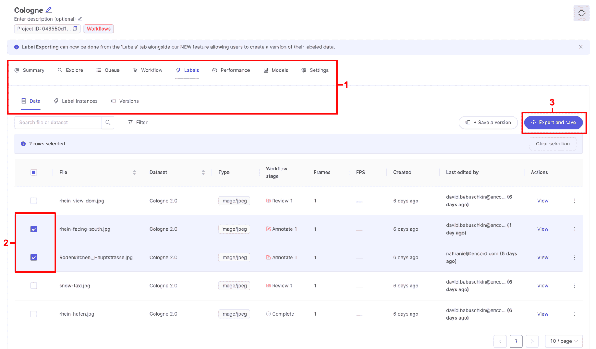 Exporting Labels from Annotation Projects