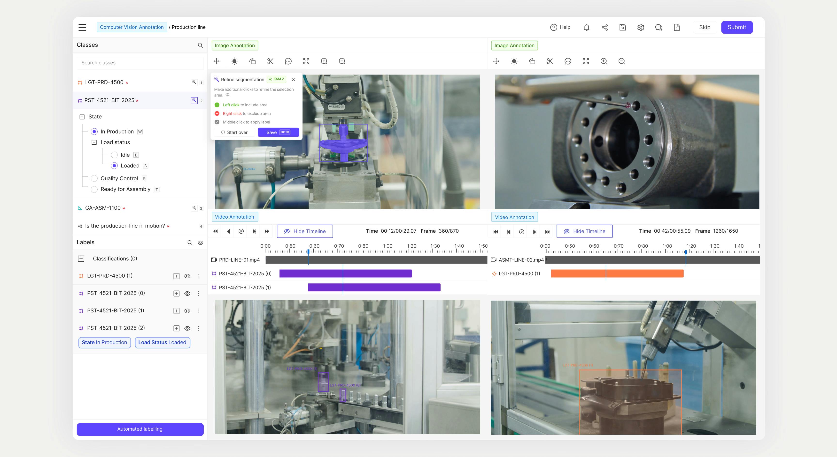 advanced annotation interface showing multiple images and videos with AI-assisted labeling, nested ontologies - features that are not available in CVAT.