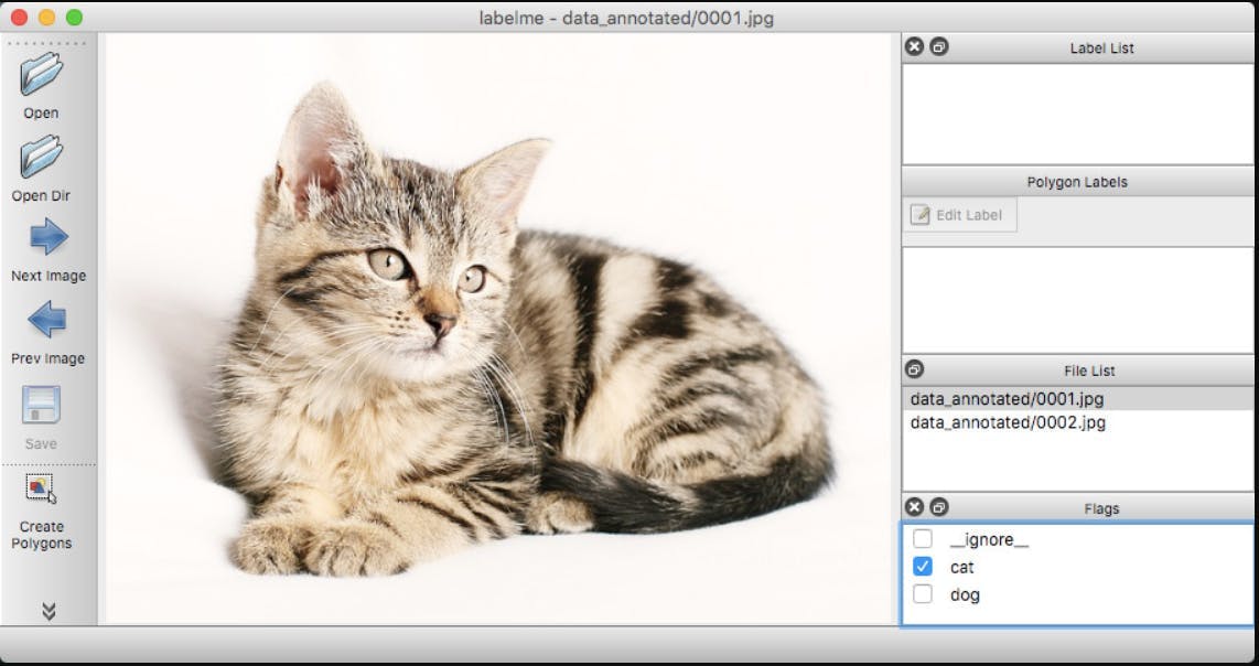 screenshot of LabelMe image annotation tool