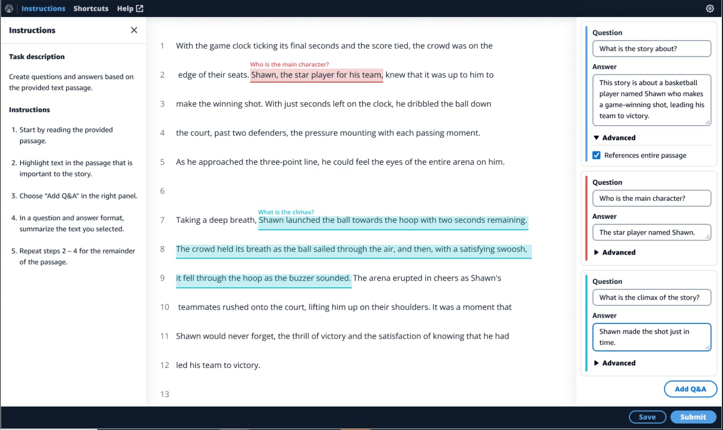 SageMaker Ground Truth text document annotation platform screenshot