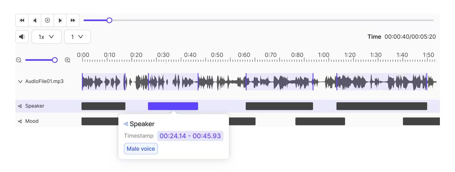 screenshot of encord audio functionality 