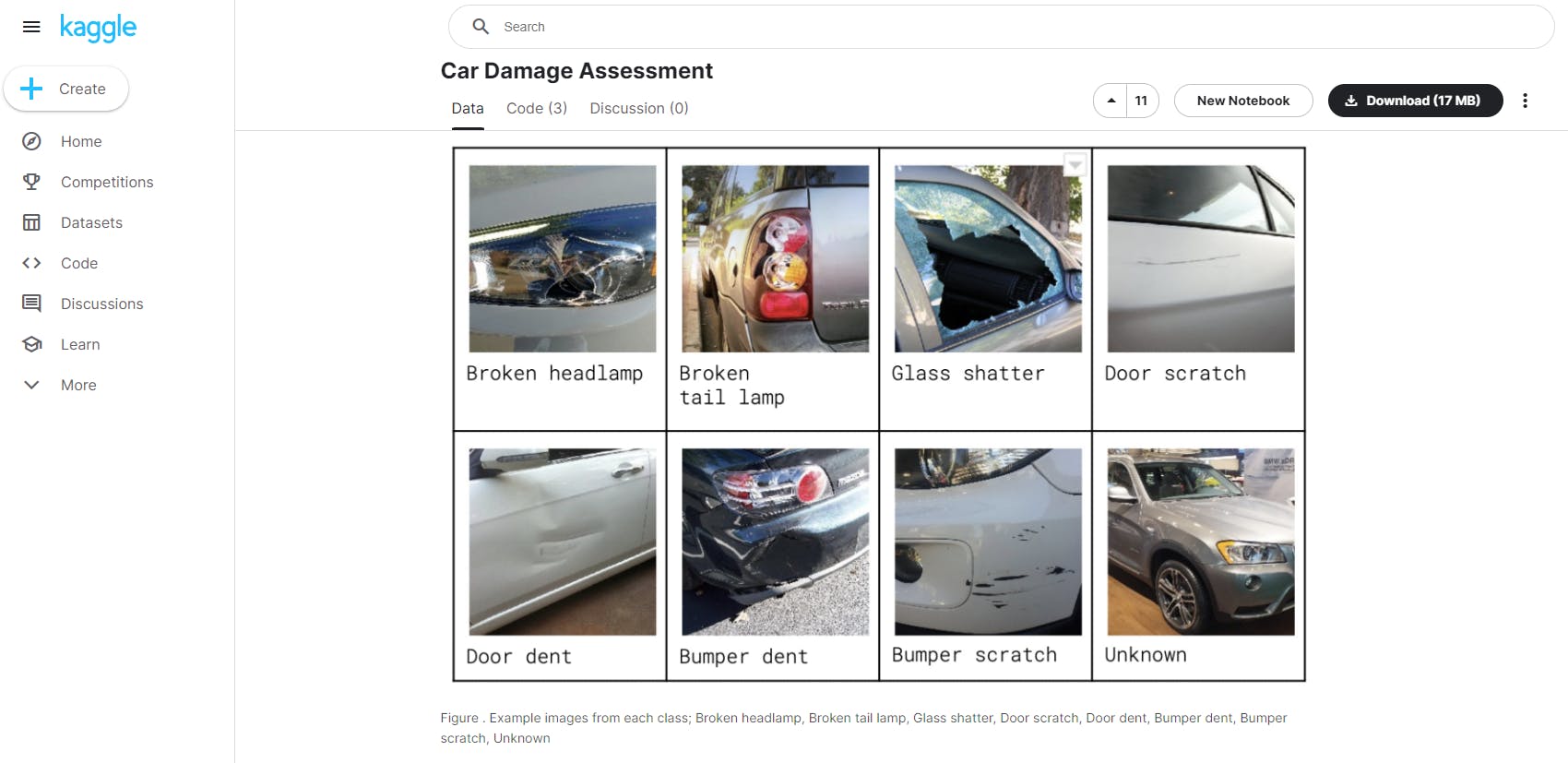 Car damage assessment dataset.