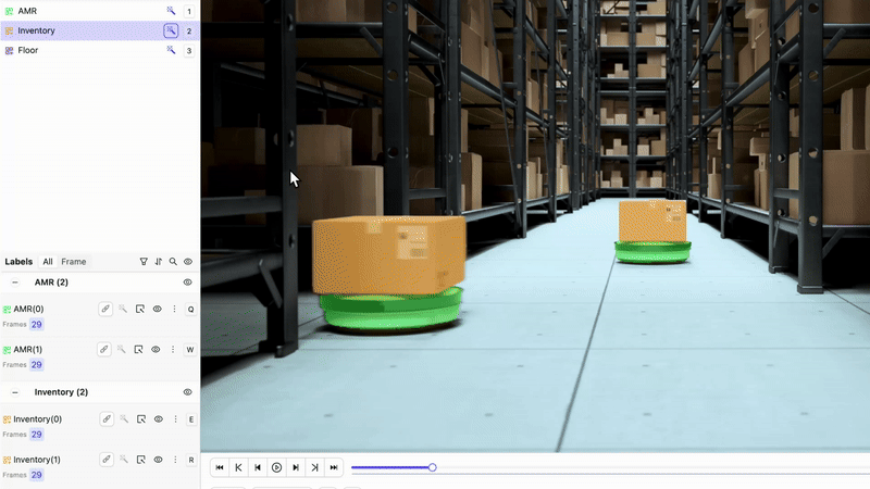Video Annotation in Encord on logistics robots