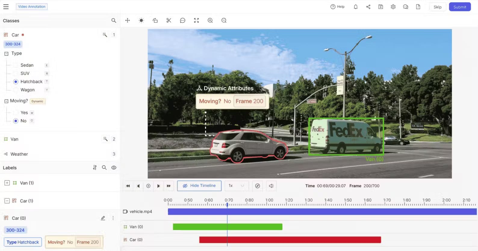 Video Annotation in Encord of cars on road