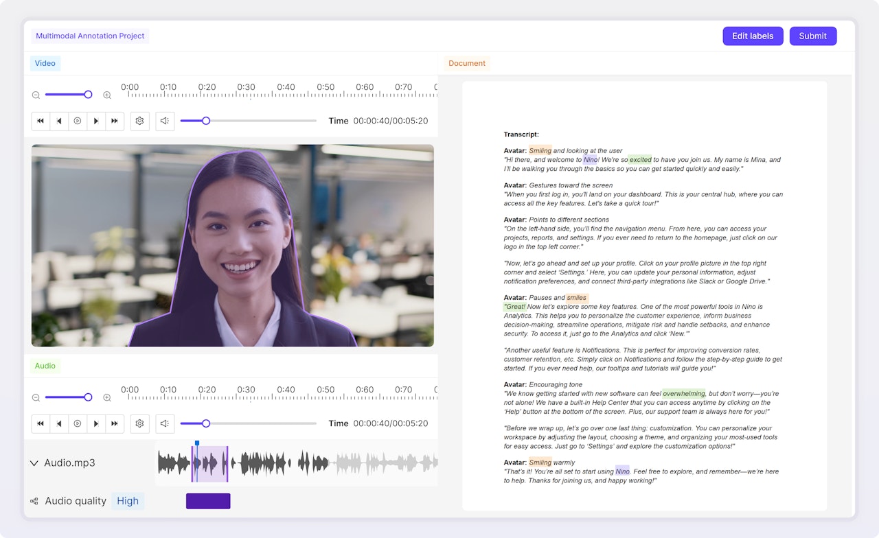 Annotating multimodal data