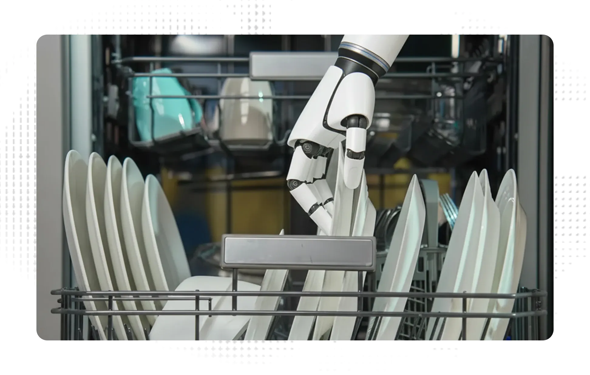 Humanoid robot stacks dishwasher