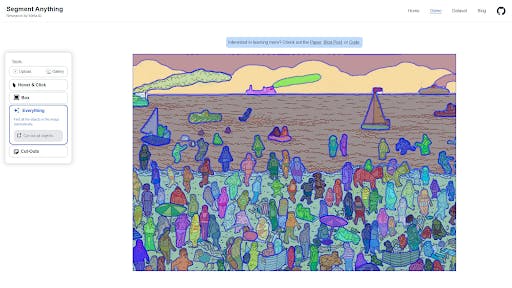 Image displaying semantic segmentations produced by the Segment Anything Model (SAM) 