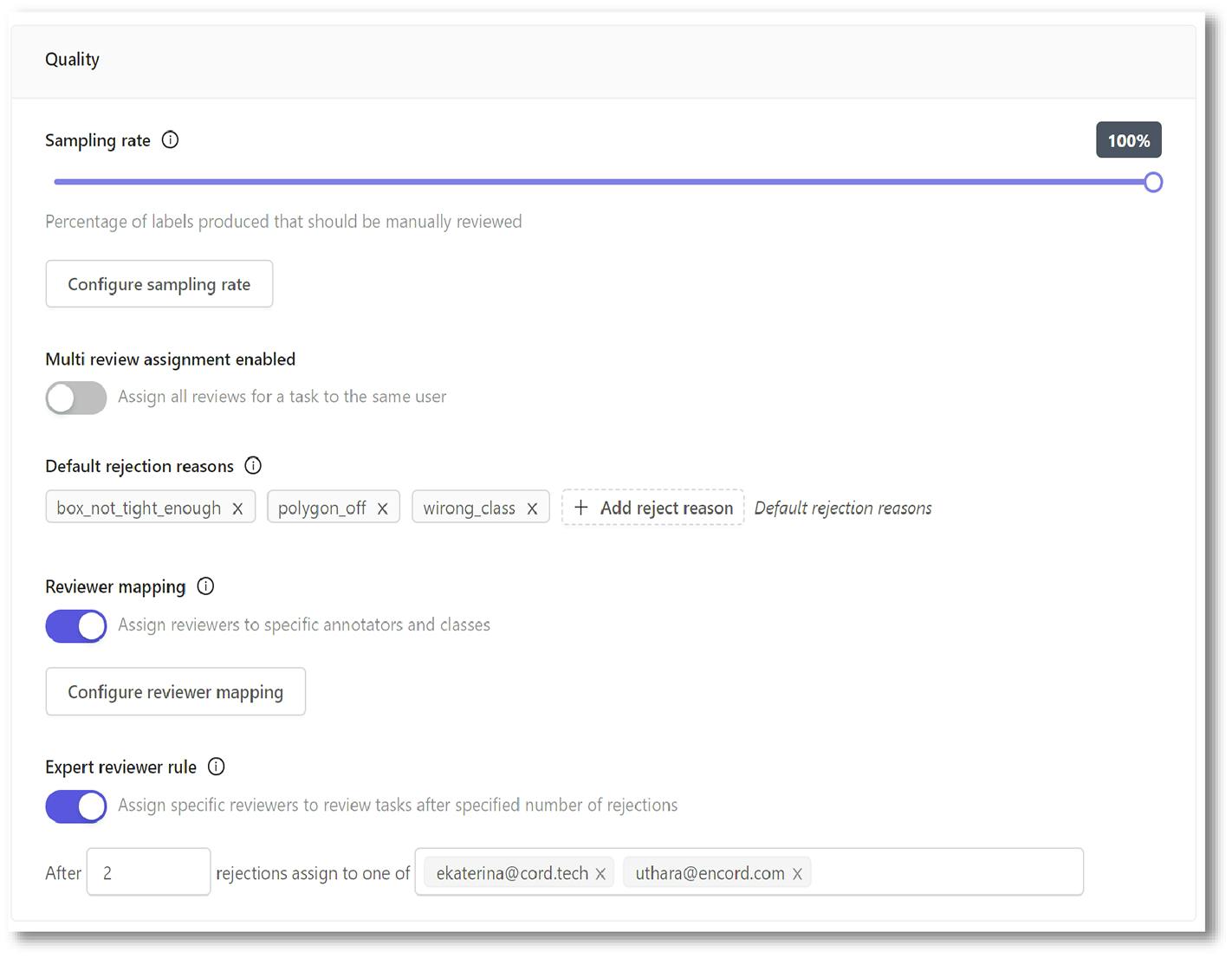 Data labeling control panel on Encord platform