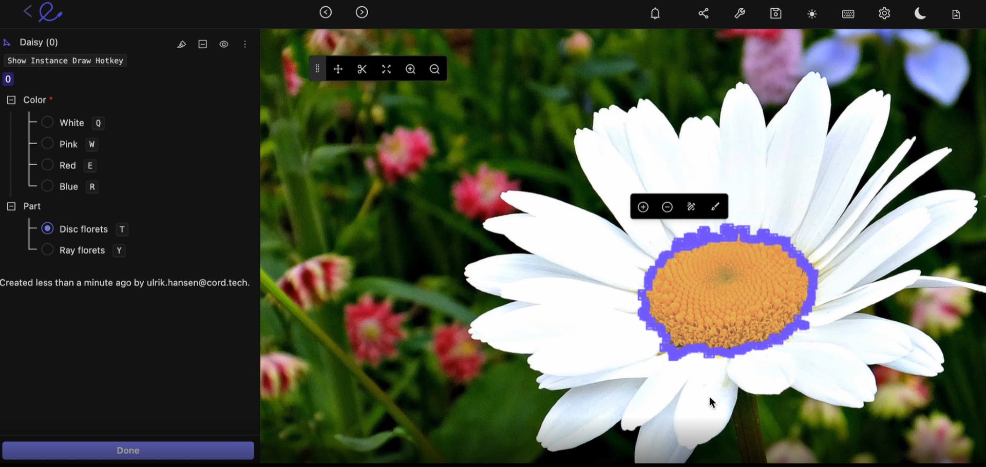 Image segmentation on Encord platform.