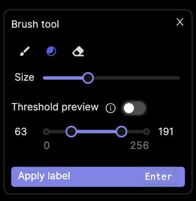 Threshold brush of Brush tool of Encord