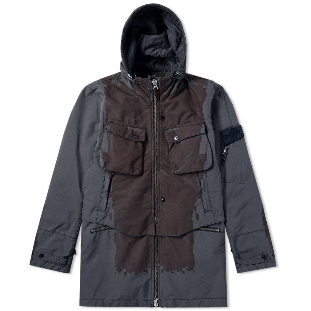 stone island shadow project asymmetric pile fleece hooded jacket