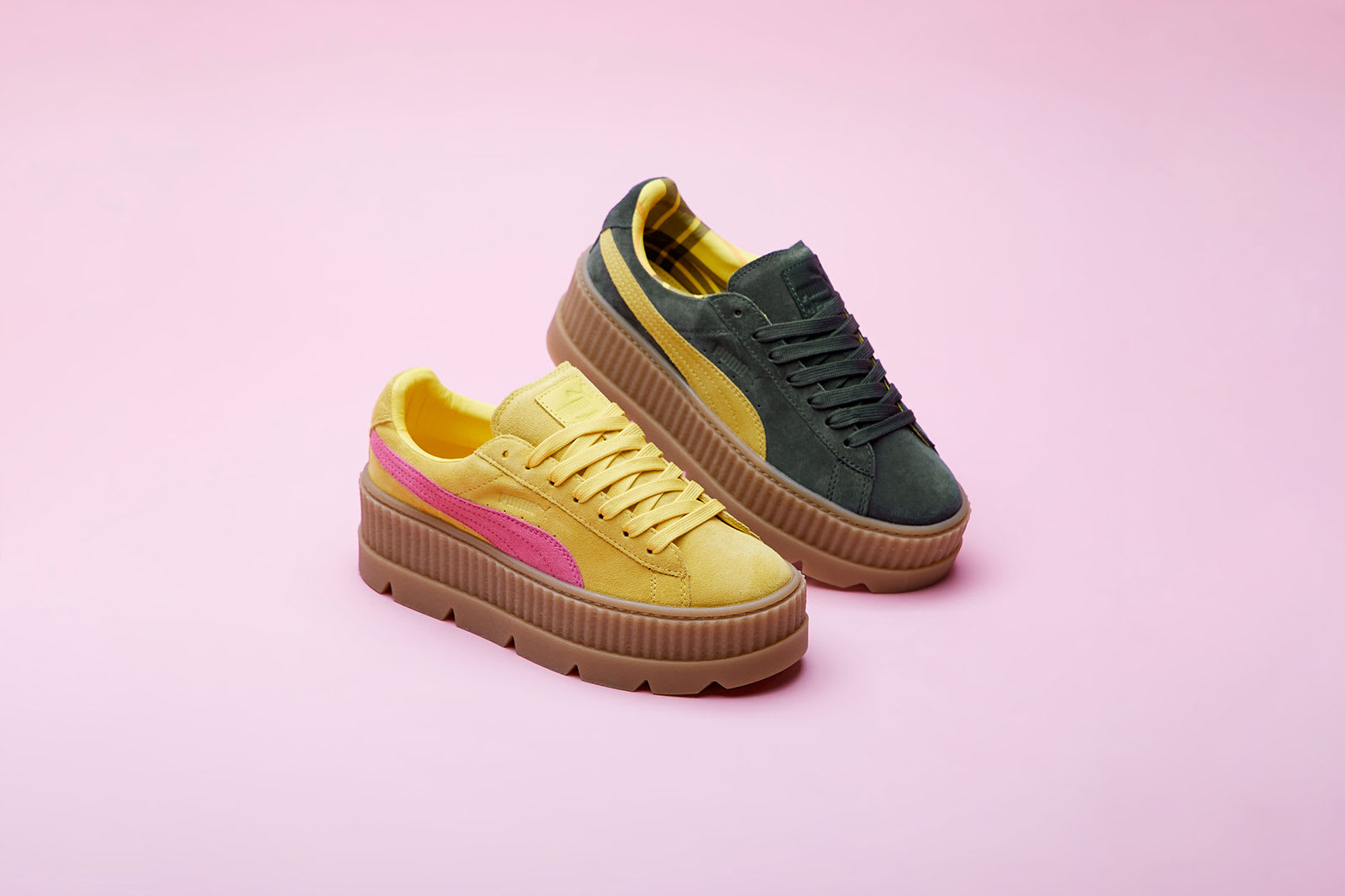 puma creepers yellow and pink