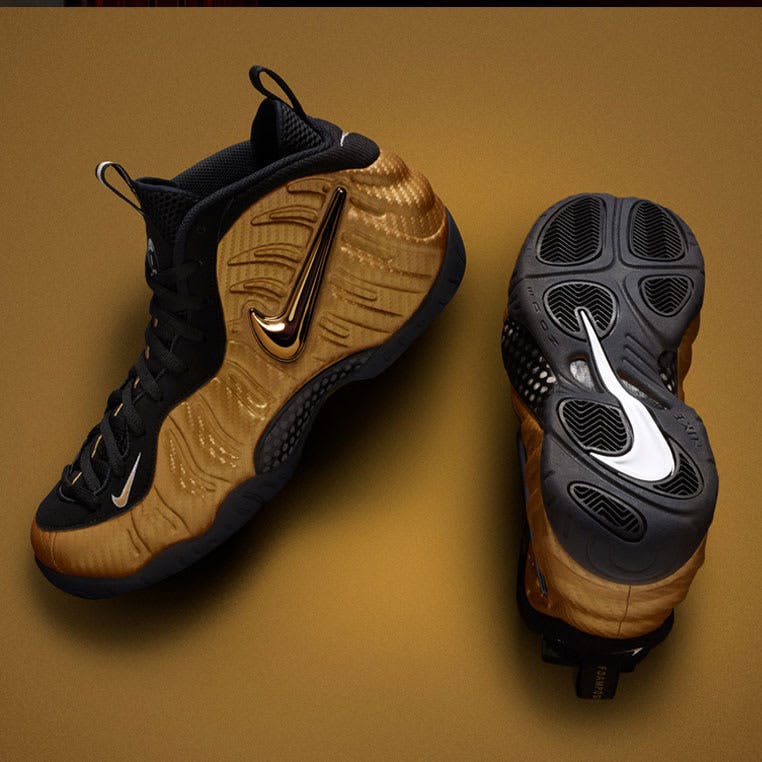 nike foamposite pro metallic gold