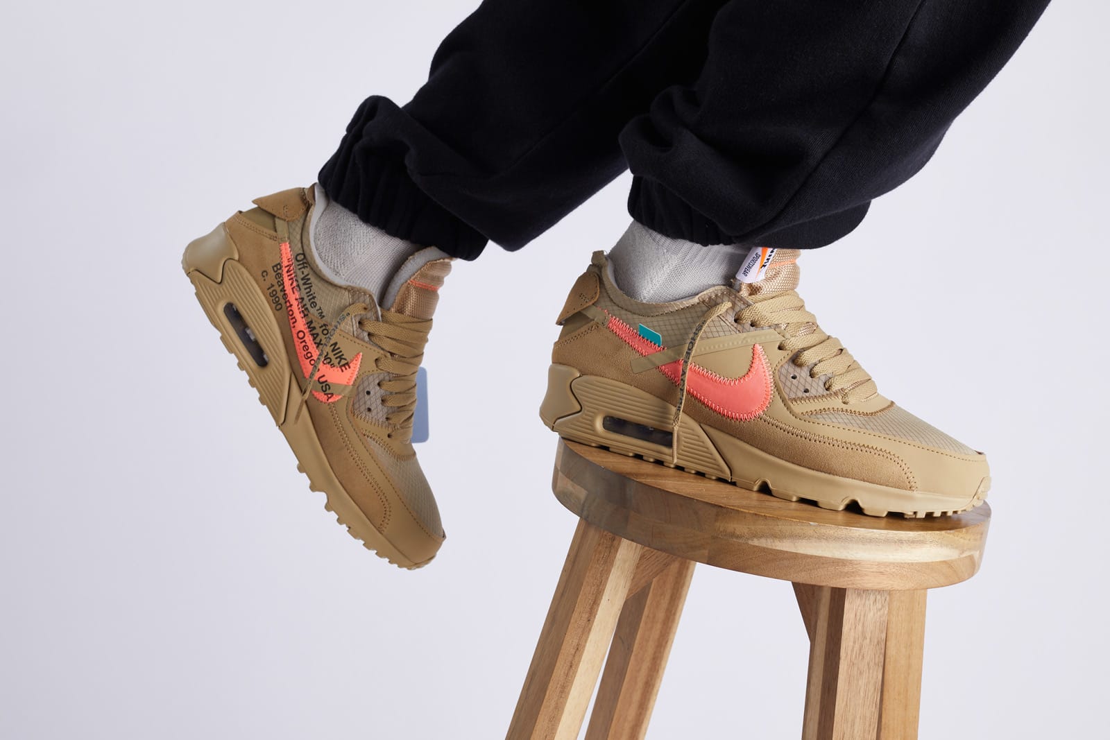 off white air max 90 desert ore outfit