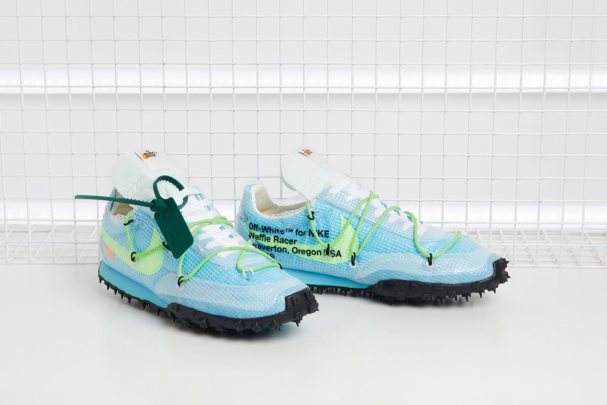 nike waffle racer running off white