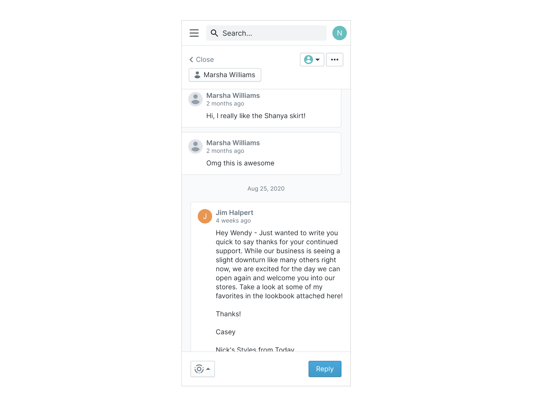 conversation in the endear app