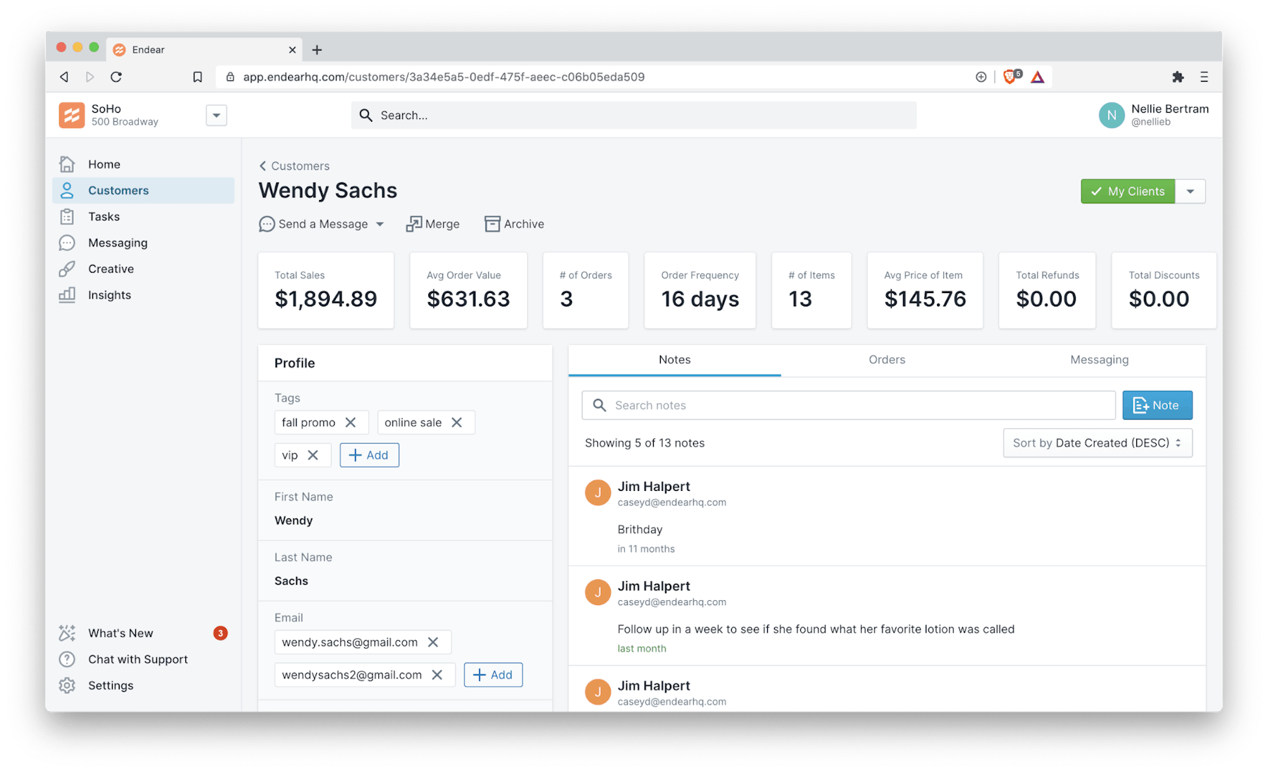 customer profile example