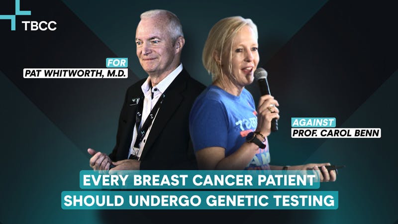Pat Whitworth and Carol Benn discussing genetic testing in breast cancer patients