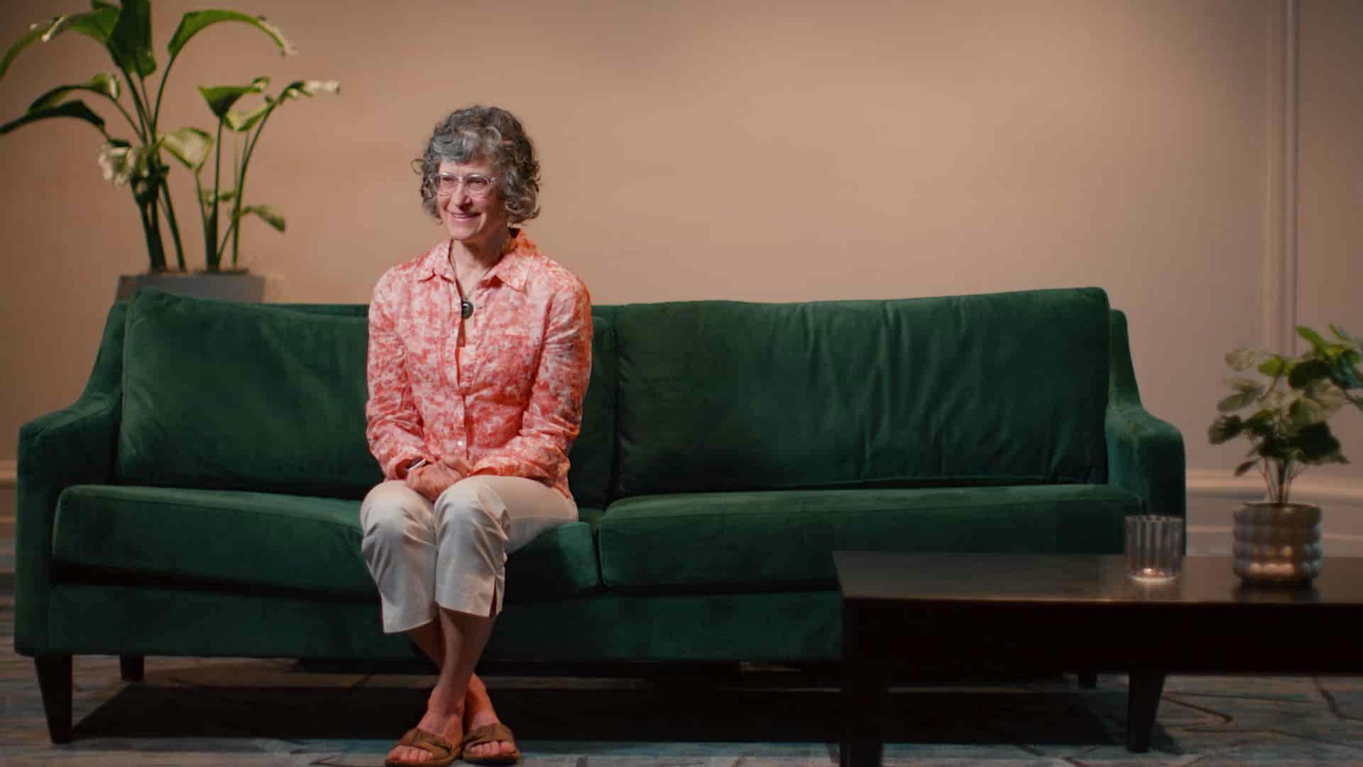 Dr. Marilyn Sandford sat on sofa