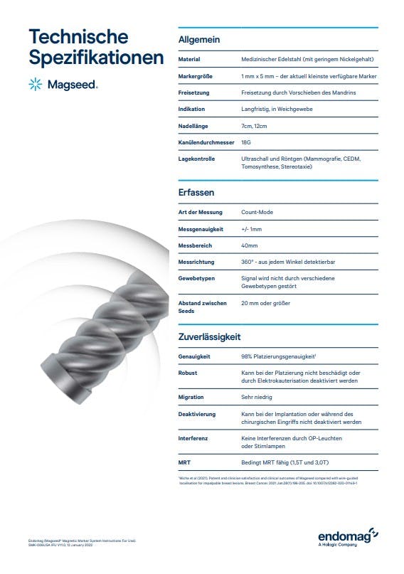 Magseed® Technische Spezifikationen