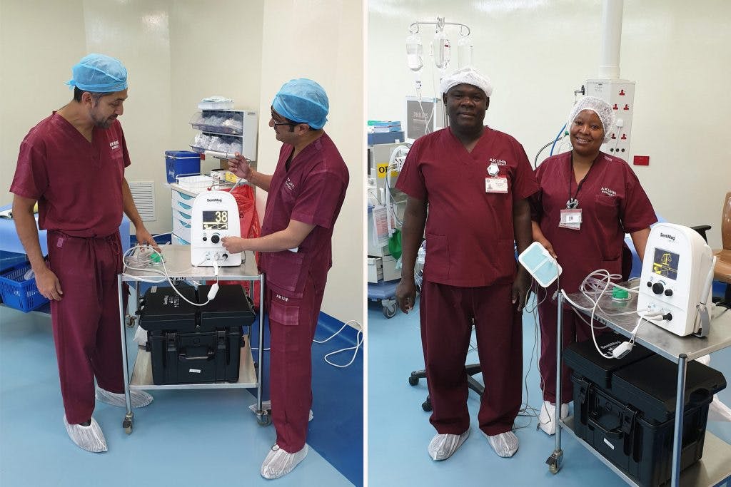 Surgeons demonstrating the Sentimag probe