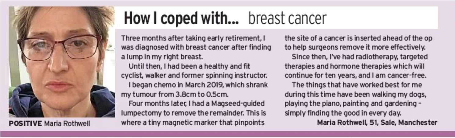 Patient cancer Maria Rothwell experience with breast cancer