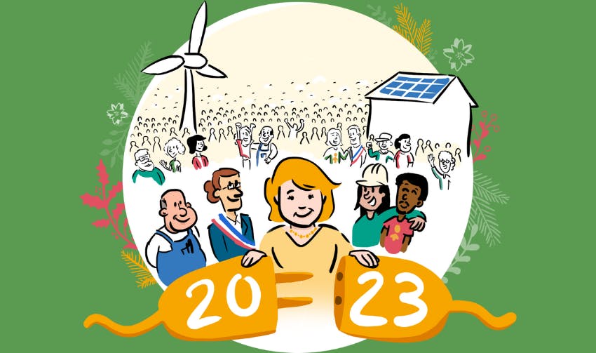 voeux 2023 énergie renouvelable éolienne solaire panneau collectif coopération producteur nouvel an