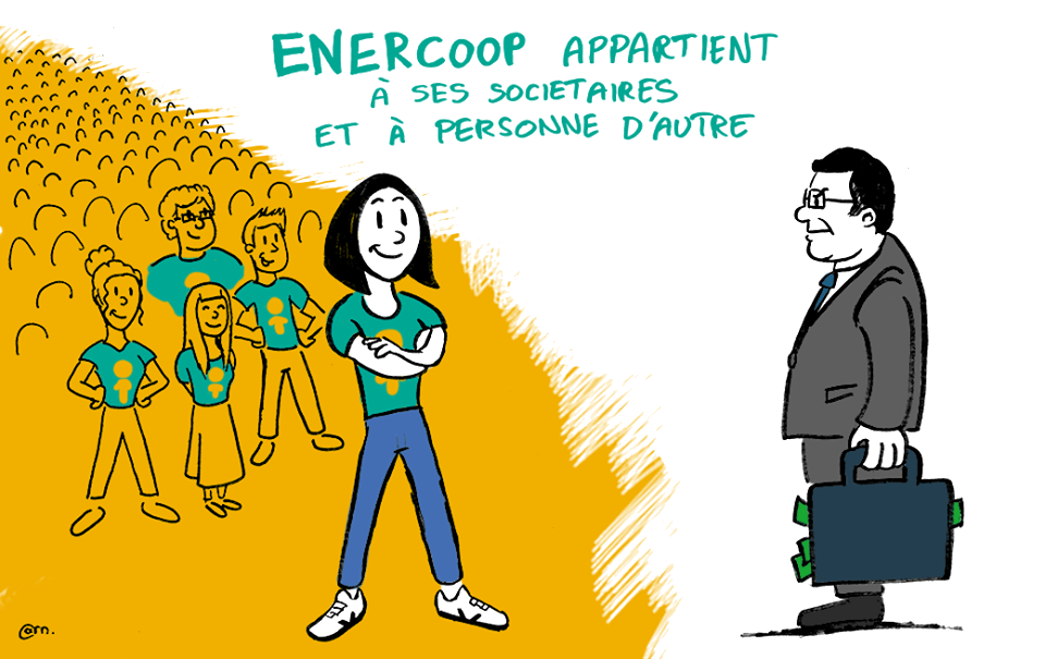 Illustration d'une sociétaire face à un homme d'affaire