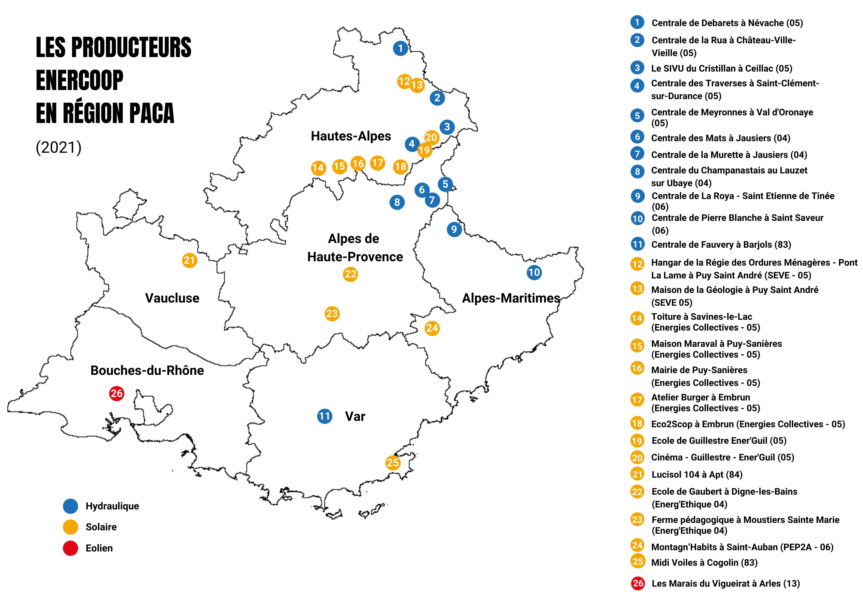 Enercoop Paca - Carte des producteurs 2021 
