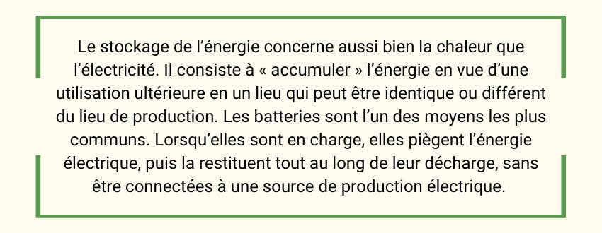 stockage énergie renouvelable électricité batterie